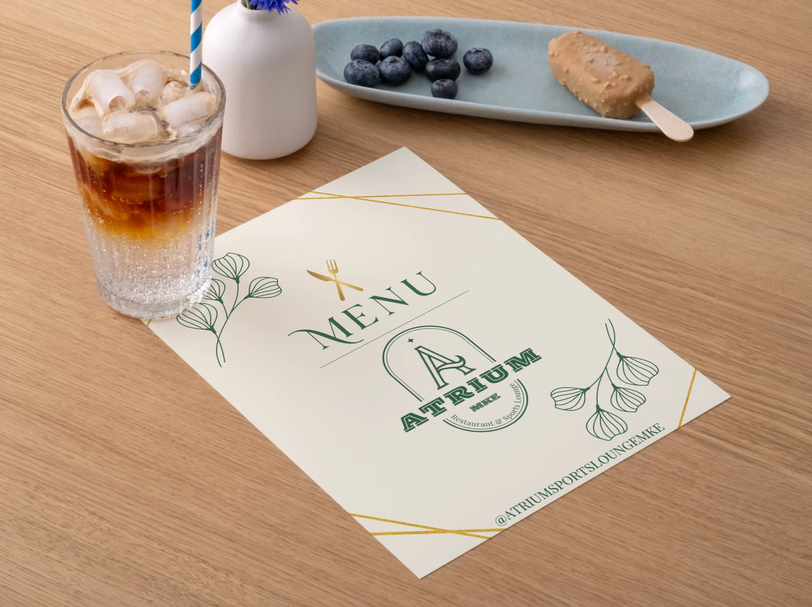 Atrium branded menu presentation