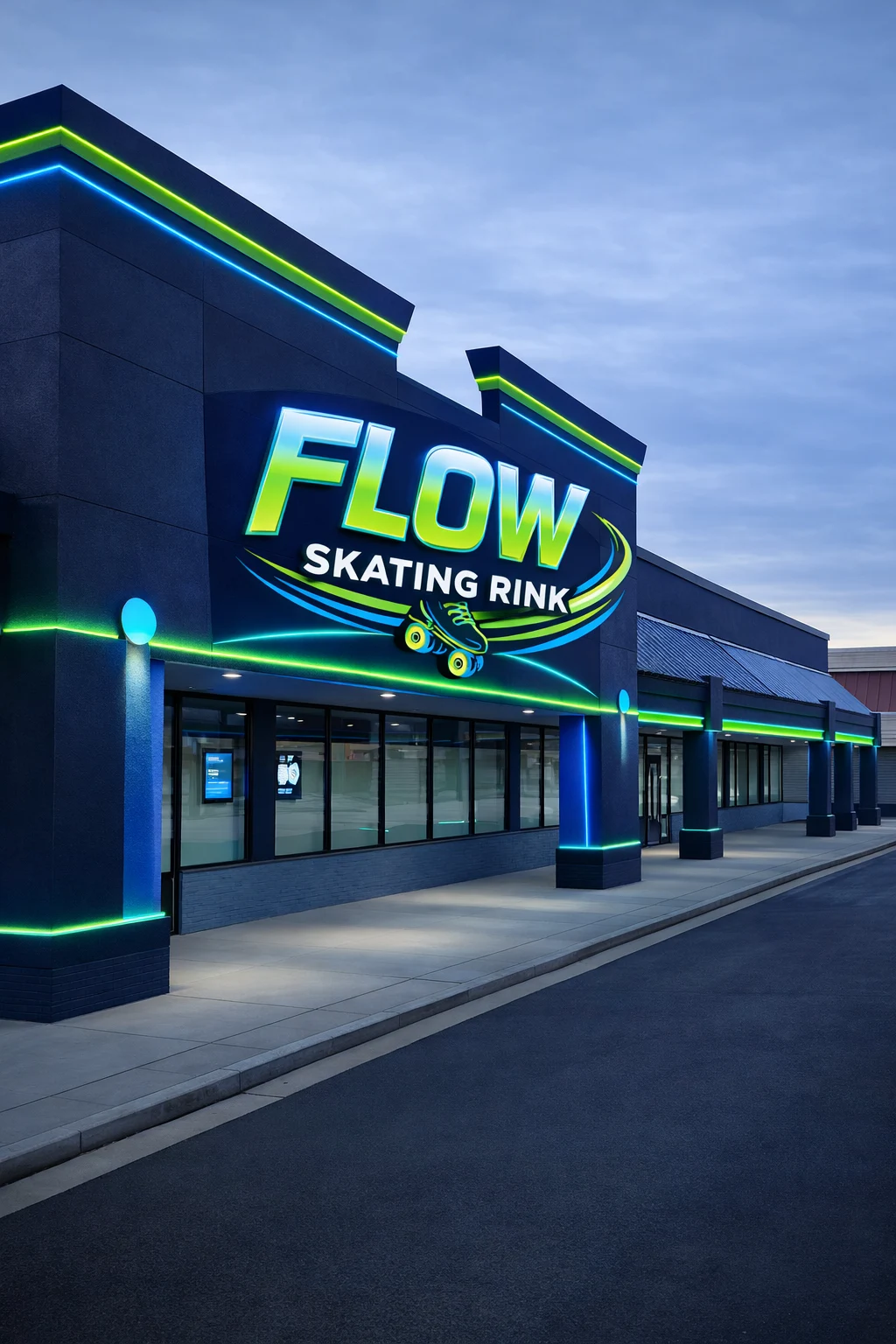 Proposed exterior identity and signage. Concept visualization.