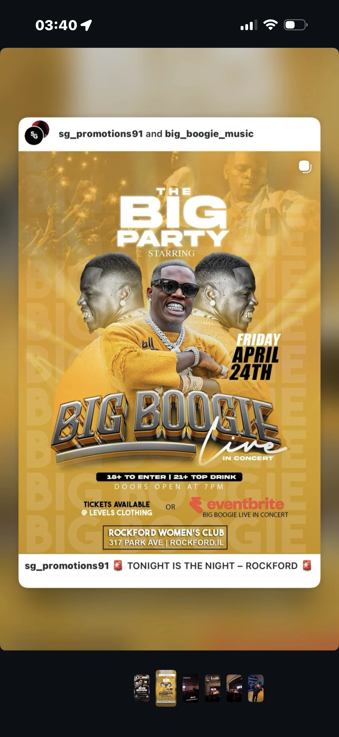 Big Boogie · Promotional post from the final event push