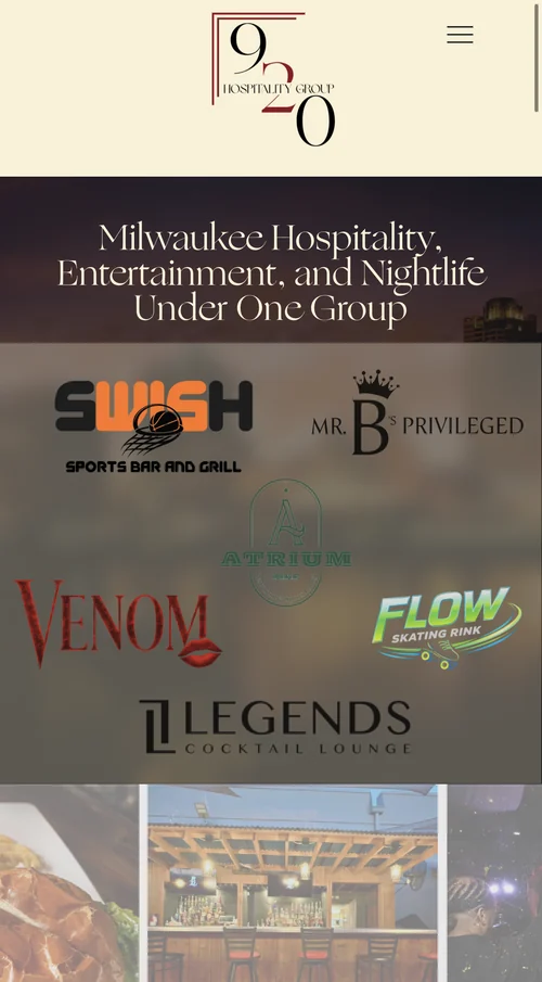 920 Hospitality Group website, real mobile capture