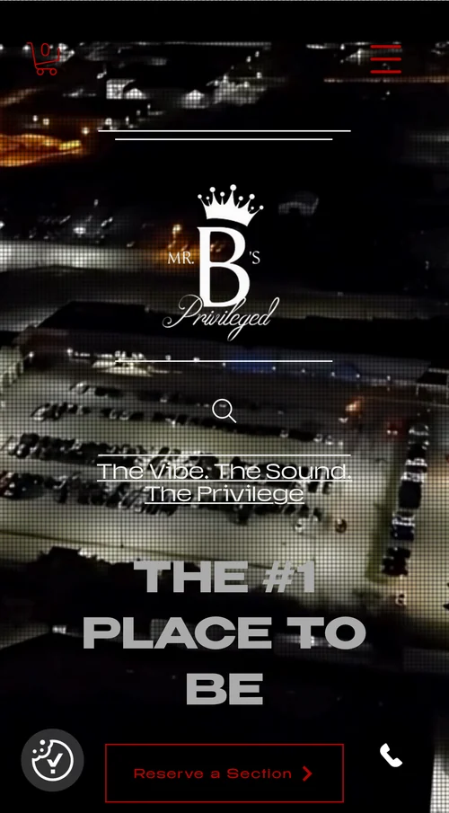 Mr. B’s Privileged Lounge website, real mobile capture